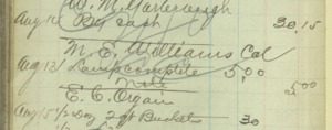 M.E. Williams transaction, August 13, 1900.